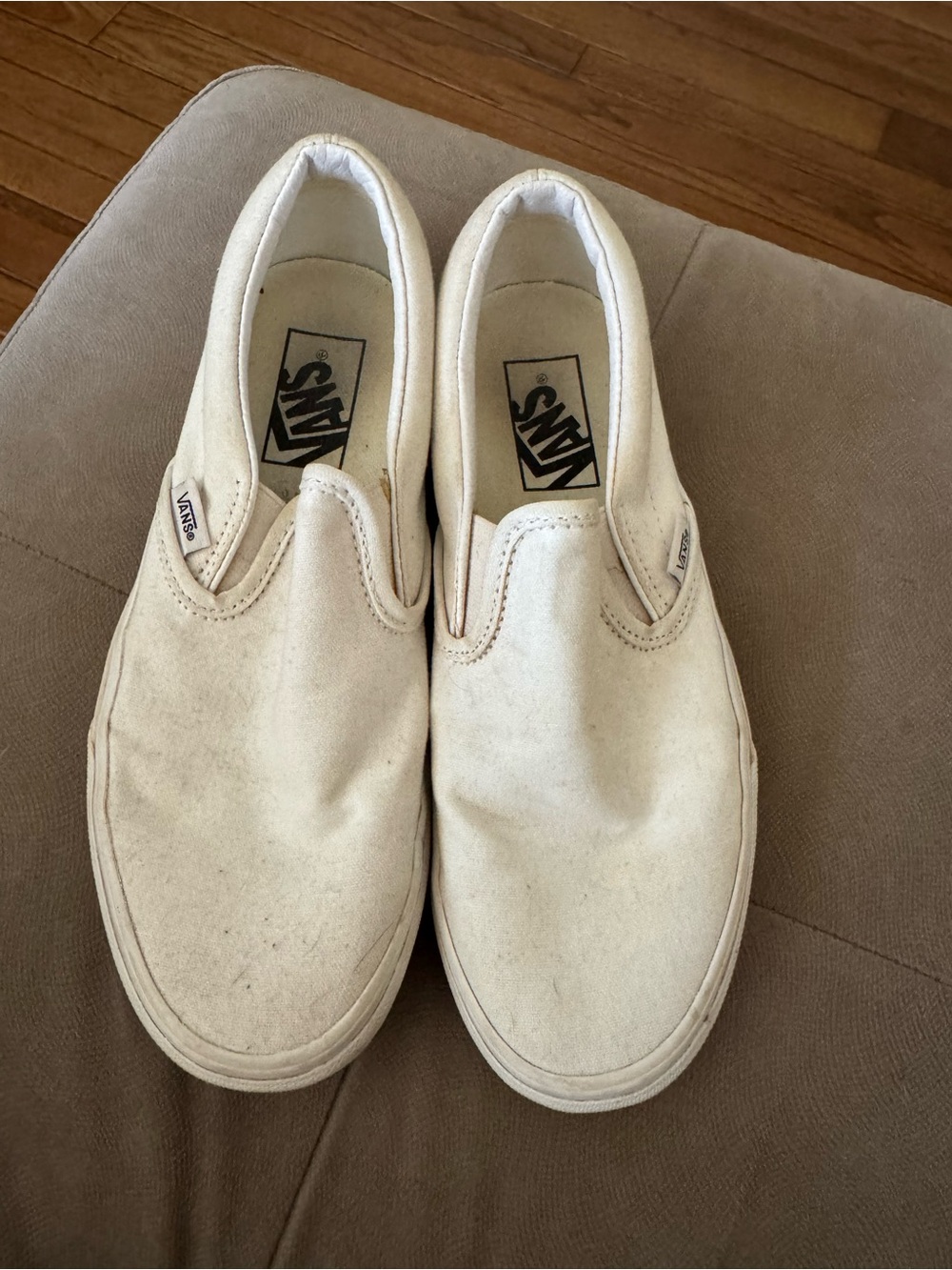Vans Slip-On Sneakers in Off-White Canvas